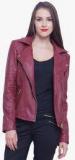 Faballey Maroon Solid Winter Jacket Women