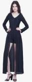 Faballey Navy Blue Coloured Solid Asymmetric Dress Women