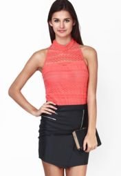 Faballey Orange Knit Tops Women