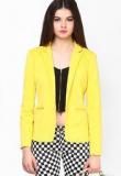 Faballey Yellow Solid Fitted Blazer Women