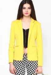 Faballey Yellow Solid Fitted Blazer women