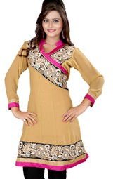 Fabdeal Embroidered Beige Kurti Women