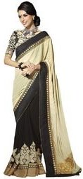 Fabdeal Embroidered Black Saree Women