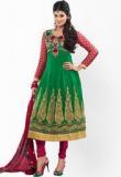 Fabdeal Green Embroidered Dress Material Women