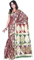 Fabdeal Maroon Embroidered Saree Women