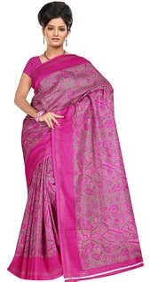 Fabdeal Pink Printed Saree women