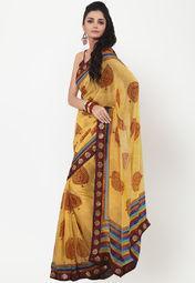 Fabdeal Printed Yellow Saree Women