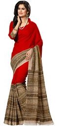 Fabdeal Red Printed Saree Women