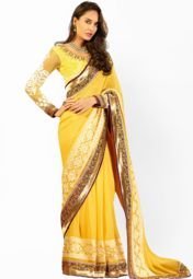 Fabdeal Yellow Sarees Women