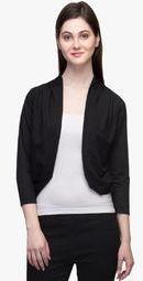 Fabfelle Black Solid Shrug Women