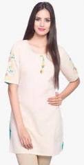 Fabindia Beige Embroidered Cotton Tunic women