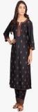 Fabindia Black Embroidered Tussar Cotton Salwar women