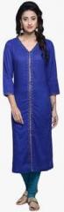 Fabindia Blue Embroidered Kurta men