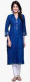 Fabindia Blue Solid Cotton Kurta women