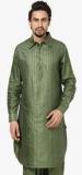 Fabindia Green Striped Regular Fit Kurta Pyjama Men