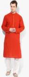 Fabindia Orange Solid Kurta men