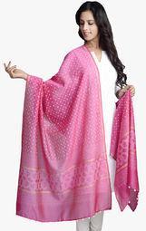 Fabindia Pink Printed Silk Cotton Dupatta women