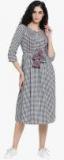 Fabnest Grey Checked Shift Dress Women