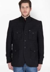 Fairwind Solid Black Blazer Men