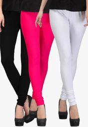 Famaya Pack Of 3 Multicoloured Solid Leggings women