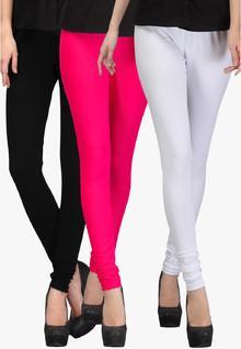 Famaya Pack Of 3 Multicoloured Solid Leggings women