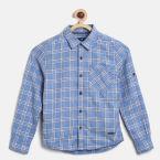 Fame Forever By Lifestyle Blue Regular Fit Checked Casual Shirt Boys