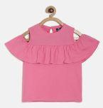 Fame Forever By Lifestyle Pink Solid Top Girls