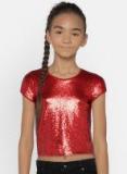 Fame Forever By Lifestyle Red Embellished Top Girls