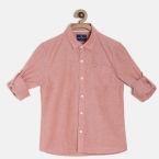 Fame Forever By Lifestyle Red Regular Fit Solid Casual Shirt Boys