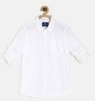 Fame Forever By Lifestyle White Regular Fit Solid Casual Shirt Boys