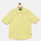 Fame Forever By Lifestyle Yellow Regular Fit Solid Casual Shirt Boys