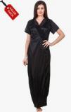 Fasense Black Solid Sleepdress Women