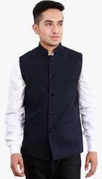 Fashion N Style Navy Blue Solid Regular Fit Waistcoat men