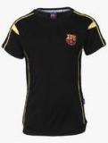 Fc Barcelona Black Solid Round Neck T Shirt boys