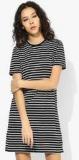 Femella Black Coloured Striped Shift Dress Women