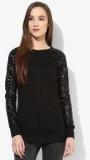 Femella Black Raglan Sequins Sweatshirt Women