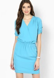 Femella Blue Short Sleeve Dress Women