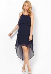 Femella Blue Tier Dress In Chiffon Women