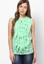 Femella Green Frilled Top Women