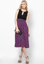 Femella Multi Front Keyhole Printed Midi Dress Women