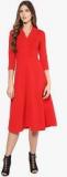 Femella Red Solid Shift Dress Women