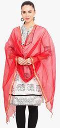 Fianna Red Solid Dupatta Women