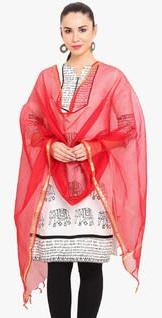 Fianna Red Solid Dupatta women