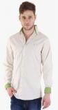 Fifty Two Cream Solid Regular Fit Casual Shirt men