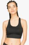 Fitkin Black Solid Sports Bra Women