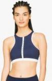 Fitkin Navy Blue Printed Sports Bra Women