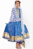 Floral Creations Blue Embroidered Dress Material Women