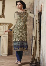 Floral Creations Embroidered Cream Dress Material Women