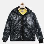 Flying Machine Black Printed Bomber Jacket Boys