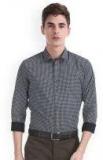 Flying Machine Black Regular Fit Self Design Semiformal Shirt Men